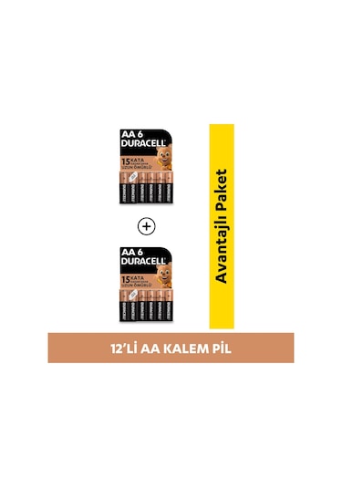 Alkalin AA Kalem Pil 1.5V LR03/MN2400 6'lı Paket x2