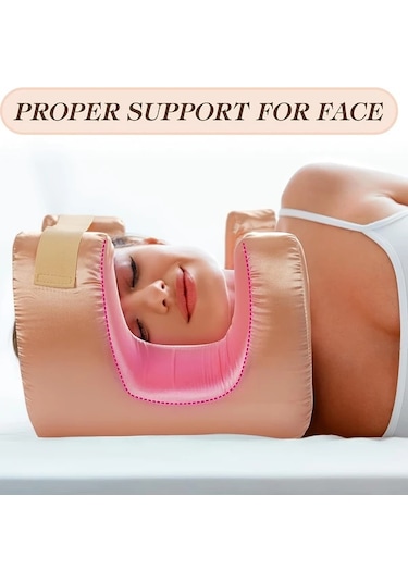 Honeybeeshop Göz Maskeli Premium Yüz Yastığı Yan Yatanlar Ve Sırt Uyuyanlar İçin Altın Rengi Güzellik Yastığı