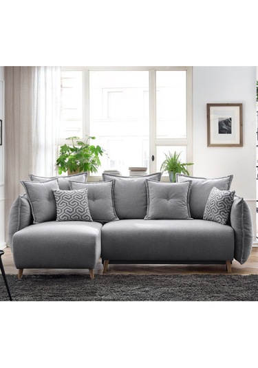 Puffy Sandıklı Köşe Koltuk Gri Sol Köşe Gri