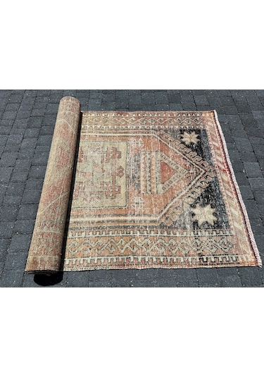 El Dokuması Yün Yolluk 102x290 Eskitme Kiremit Malatya Halısı Kiremit