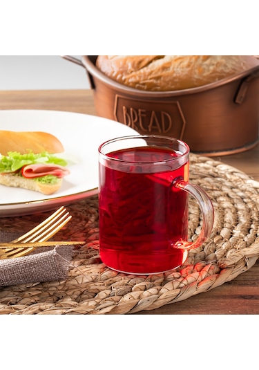 Porsima 6080 6'lı Borosilikat Cam Kulplu Çay Bardağı Kupa 200 Ml