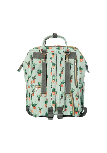 Lal Baby Kaktüs Desenli Su Yeşili Anne Bebek Bakım Sırt Çantası Çok Renkli
