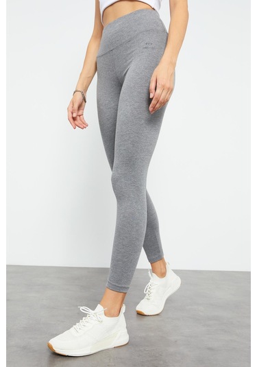 Tommy Life Grı Mlnj Yüksek Bel Toparlayıcı Slim Fit Dar Paça Kadın Tayt - 94011 Grimelanj