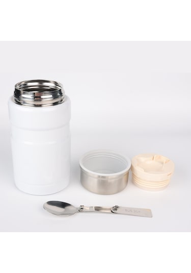750 Ml Paslanmaz Çelik Yemek Termosu-çelik Kaşıklı,beyaz Beyaz