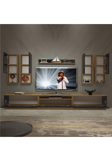 Decoraktiv Trendstyle 8da Mdf Tv Ünitesi Tv Sehpası Pera - Siyah Mermer