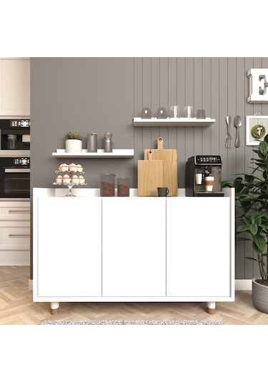 Bono Raflı Kahve Köşesi , Çok Amaçlı Dolap , Konsol , Beyaz