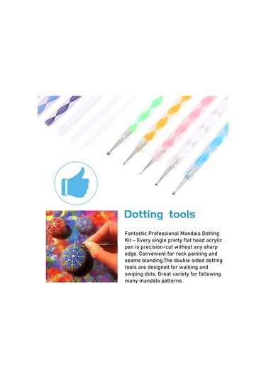 16 Adet Mandala Noktalama Araçları Kayaları Boyamak İçin Mandala Şablon Seti