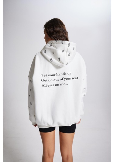 Holly Lolly Oversize Kapüşonlu Unisex Eye Sweat Beyaz