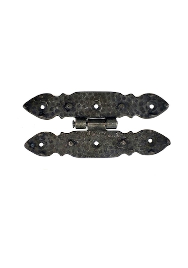 Antika Tarz Dekoratif Pirinç Düğmeli Menteşe - 142x69 Mm, Oksit