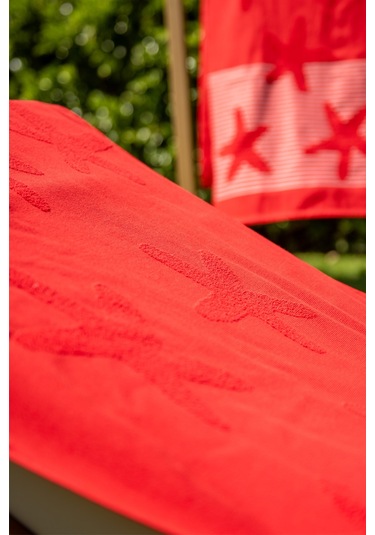 Menderes Home Cotton Collection Bukle Plaj Havlusu Yıldız Kırmızı
