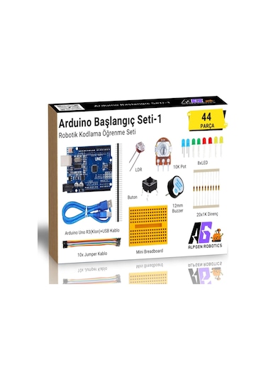 44 Parça Arduino Uno Robotik Kodlama Başlangıç Seti-1 8+ Yaş E-kitapçık İle Birlikte