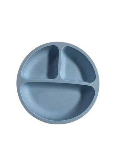 Trendooze Sevimli Mavi Gıda Sınıfı Silikon Emici Eğitici Yemek Tabağı Çocuklar İçin mavi