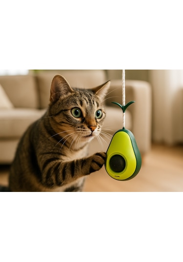Runaway Avokado Kedi Oyuncağı - Naneli, Mama Hazneli Ve Sallanmalı