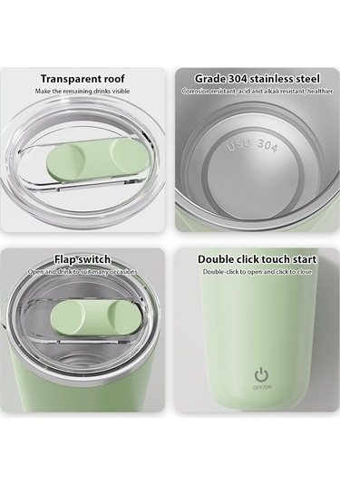 Novahub 350ml Otomatik Karıştırmalı Termos - Şarj Edilebilir, Ipx6 Su Geçirmez Pembe Pembe