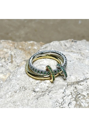 2'li Gold-yeşil Yüzük Çok Renkli