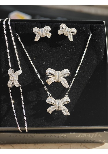 Silver Point Fiyonk Figürlü Zirkon Taşlı Set Gümüş