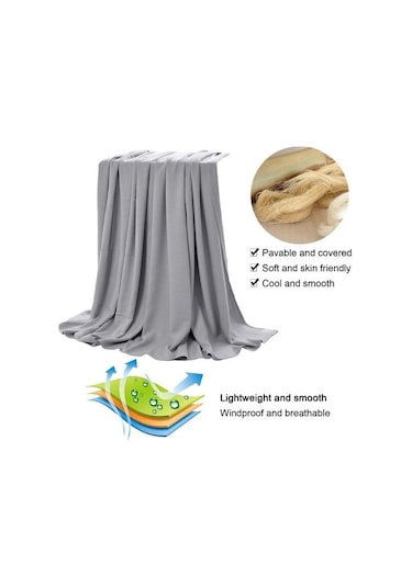 Gri Yaz Buz Battaniyesi Yumuşak Doğal Bambu Elyaf Nefes Alabilir Isı Emme Vücut Sıcaklığını Düzenleyen S