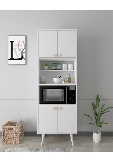 Floradesign Lavin180 Çok Amaçlı Dolap /fırın Dolabı /çok Aaçlı Mutfak Dolabı / Organizeri Beyaz