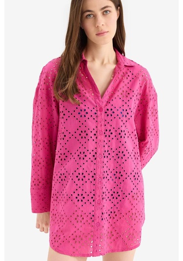 DeFacto Regular Fit Pamuklu Brode Plaj Gömleği-Fall in Love C0506AX25SMPN615