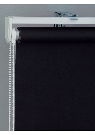 Ithal Kalın Siyah Beyaz Zebra Stor Güneşlik Perde Etek Dilimsiz Alüminyum Kasa Metal Ayak Siyah