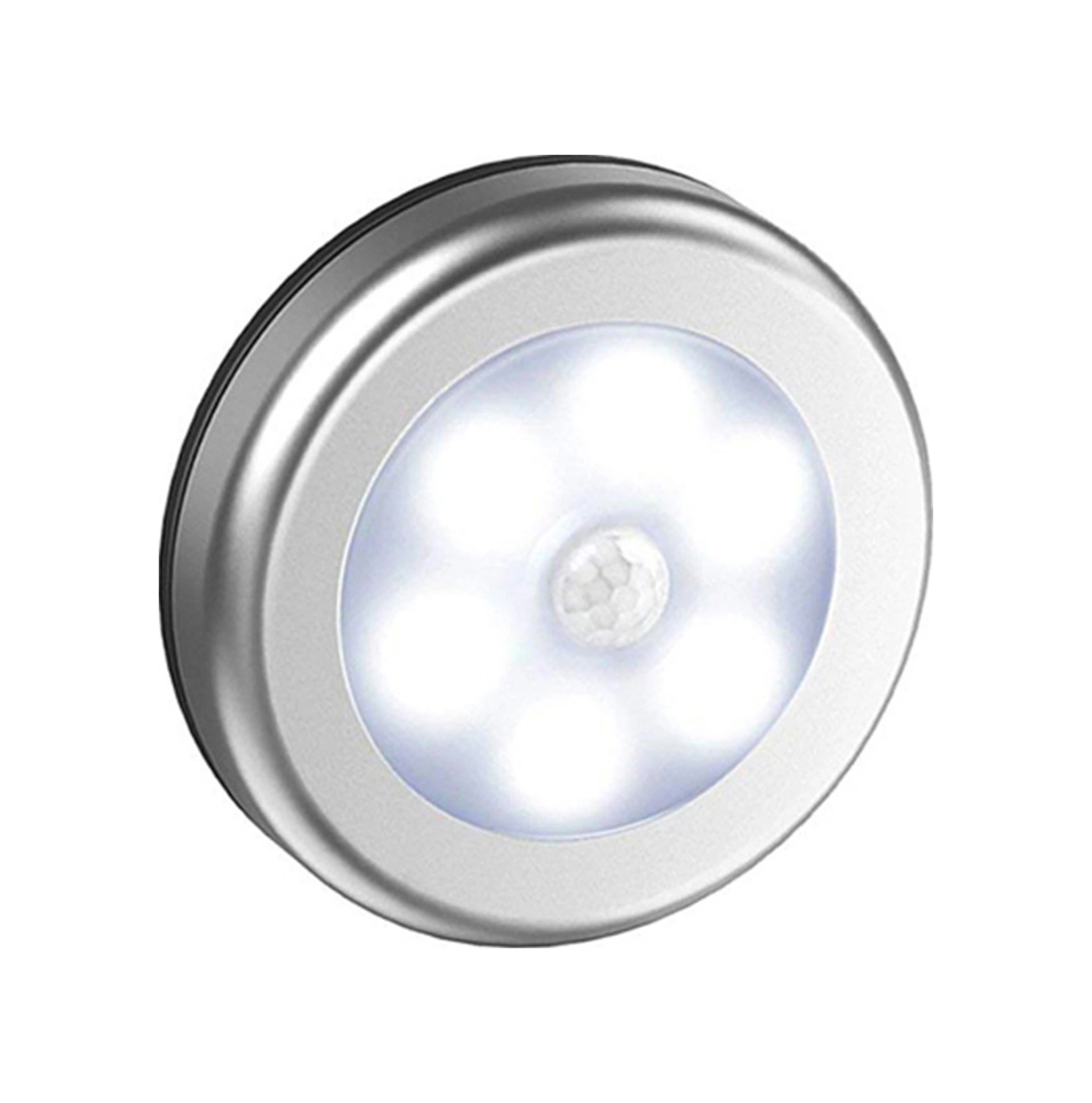 Geeksen Plastik 6 Led Pır Hareket Sensörlü Gece Lambası - Akıllı Otomatik Aç/kapat, Beyaz Işık, Gümüş, Dolap/banyo/koridor İçin Gümüş