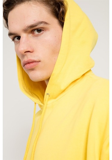 Jahr Marc Sarı Oversize Önü Cepli Kapüşonlu Sweatshirt Sarı