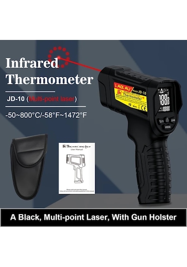 Honeybeeshop Jd-10 Laolau Dijital Kızılötesi Termometre 50 800c 1472f Temassız Sıcaklık Ölçer Endüstriyel Ev Yemekleri Araç Bakımı Barbekü