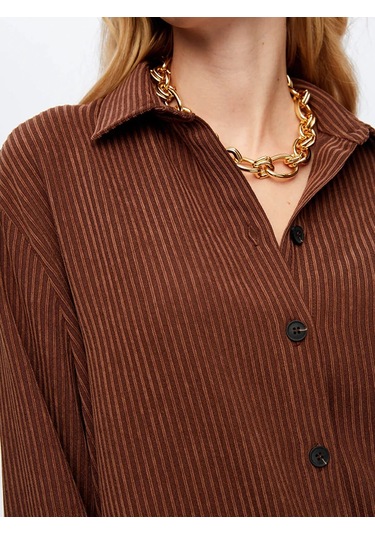 Faik Sönmez Kendinden Dokulu Şönil Kadın Tunik W26tnk013 Kahverengi