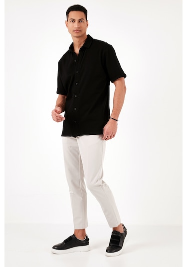 Buratti Pamuklu Regular Fit Kısa Kollu Erkek Gömlek 5902724 Siyah