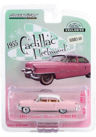 Greenlight 1:64 1955 Cadillac Fleetwood Series 60 - Pink with White Roof