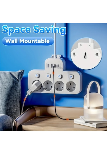 Honeybeeshop Beyaz 1 5m 5ft 4 Standart Eu Prizli 3 Usb A 1 Usb C Portlu Guvenli Priz Kisa 5 10 15 Ayak Uzatma Kablosu Ev Ofis Seyahat Uygun