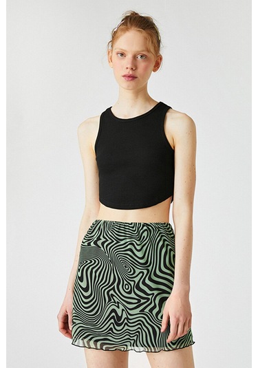Koton Kadın Halter Yaka Crop Atlet 2YAL38009OK Siyah