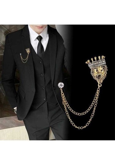 Dancemonkey Erkek Moda Takım Elbise Broş Korsaj Yaka Pin-xz40 Altın