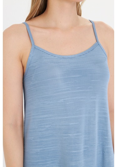 Gülkurusu Kadın Askılı Piliseli Elbise Mavi