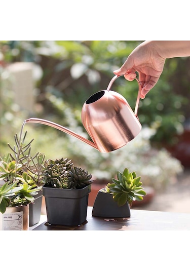 Yunboo Gül Altın Renkli Paslanmaz Çelik Sulama Kettle, 500 Ml, Dikdörtgen Saksı Bitkileri İçin, Yumuşak Su Akışı, Dayanıklı Ve Estetik