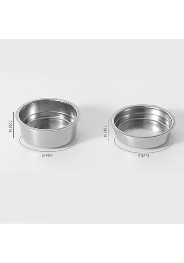 Lemestar Kahve Makinesi Filtre Sepeti - 51mm Tek/çift Portiyon Baskıli Paslanmaz Çelik Kahve Filtresi Gümüş