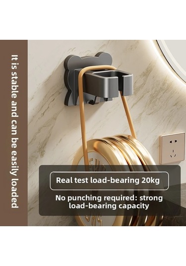 Dashanshop Beyaz Deliksiz Saç Kurutma Makinesi Askısı - Güçlü Yapışkanlı, Modern Banyo Depolama Çözümü Beyaz
