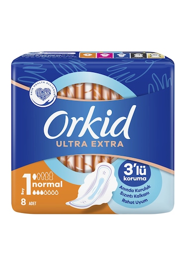 Orkid Ultra Extra Hijyenik Ped Normal 8'li 3 Paket