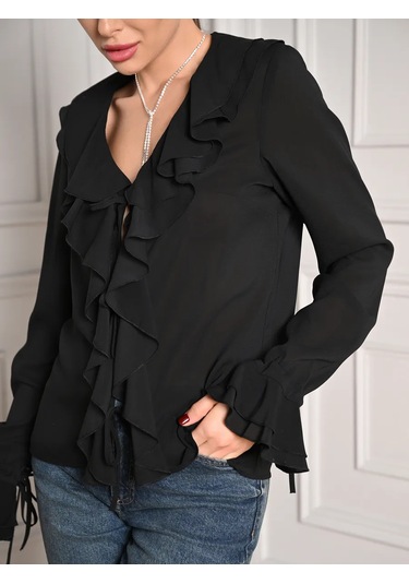 Pippinel Fırfırlı Şık Bluz 231251687 Siyah