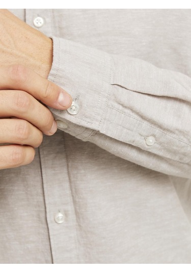 Jack & Jones Slim Kalip Keten Karışımlı Gömlek - 12268964 Crockery