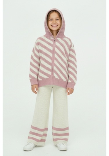 Kız Çocuk Triko 2'li Alt-üst Takım Hırka Ve Alt 10-15 Yaş 12431 Gül Kurusu