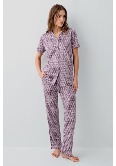 Pierre Cardin Kadın Mor Gömlek Pijama Takım Pc9184-s-v1 Mor