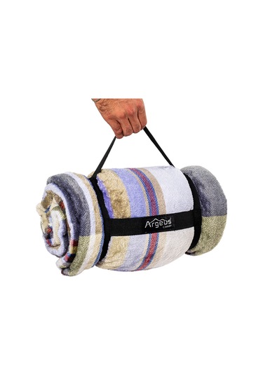 Peluş Polar Kamp Battaniyesi - Haki Ekose - Acil Durum Battaniye - Argeus Camp Çok Renkli