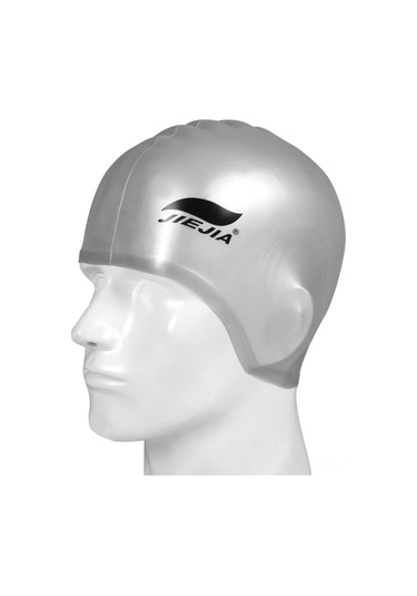 Geeksen Gri Silikon Yüzme Şapka 3d Kulak Koruyucu + Burun Klembi + Kulak Tıkacı - Temizliği Kolay, Hızlı Kuruyan Gri