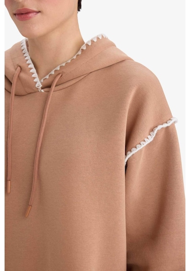 Defacto Overshirt Fit Kapüşonlu Sweatshirt G3318ax25aubn336 Kahve Defacto Overshirt Fit Kapüşonlu Sweatshirt G3318ax25aubn336 Kahve