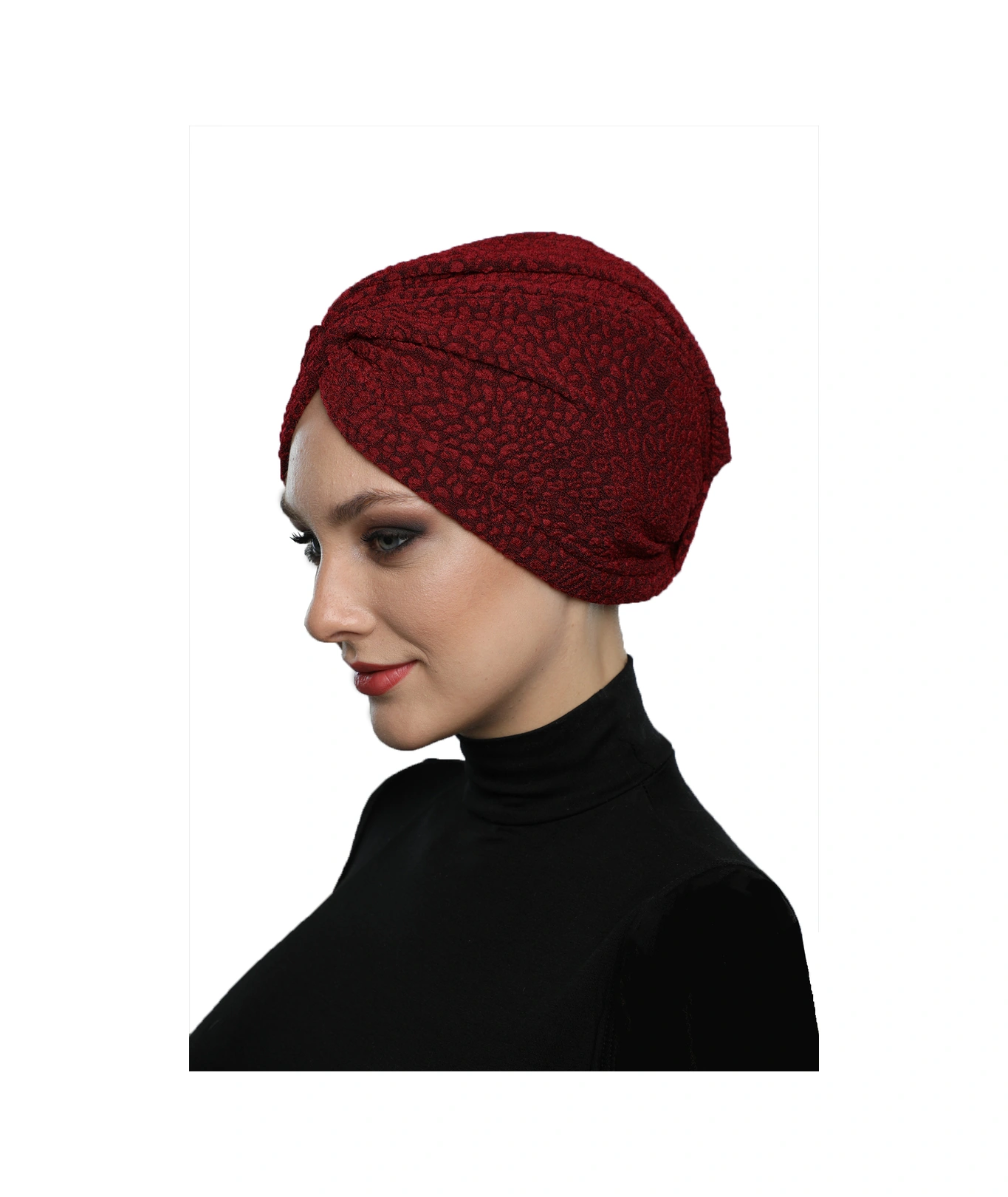 Brokar W Bordo Hazır Türban Tesettür Bone Bordo