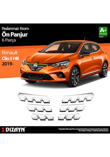 S-Dizayn Renault Clio 5 Krom Ön Alt Panjur 6 Prç. 2019 ve Üzeri