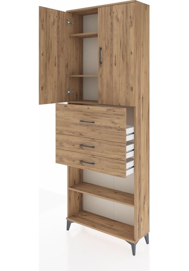 Arges Dolap 4 Raflı 3 Çekmeceli 2 Kapaklı 88x30x243 Çam-çam Aytası