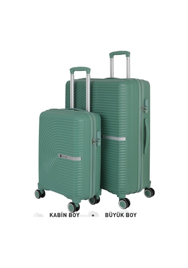 Mçs Bavul Büyük Ve Kabin 2li Set Kırılmaz Silikon Valiz V374 Su Yeşili Su Yeşili