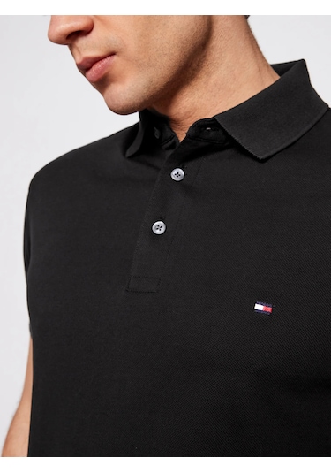Tommy Hilfiger Polo Yaka Pike Erkek T-shirt Siyah
